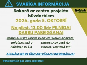 Atseviškās adresēs nebūs aukstā ūdens padeves