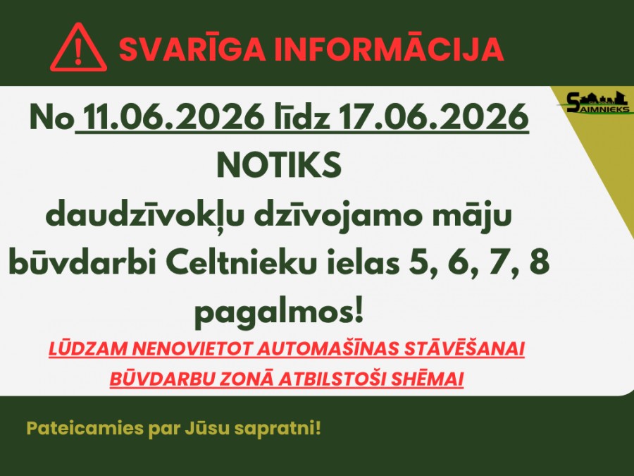 BŪVDARBI CELTNIEKU IELAS DAUDZDZĪVOKĻU MĀJU PAGALMOS