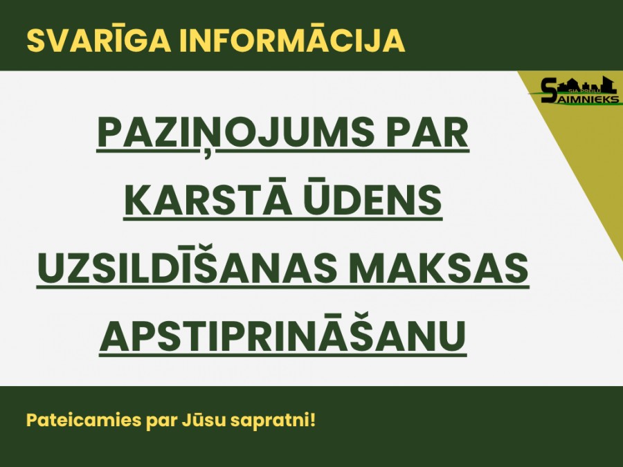 Par karstā ūdens uzsildīšanas maksas apstiprināšanu