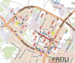 Satiksmes organizācijas shēma būvdarbu laikā - posmā no Rēzeknes ielas līdz Lāčplēša ielai.