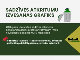 Sadzīves atkritumu izvešanas grafiki privātmājām 2026.gada 1.ceturksnim Preiļu novadā (JANVĀRIS, FEBRUĀRIS, MARTS)